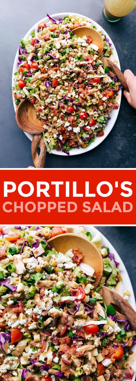 Chopped Salad Dinner, No Wilt Chopped Salad, Loaded Chopped Salad, Portillo’s Chopped Salad, Portillos Salad Dressing Recipe, Copycat Portillos Chopped Salad Dressing, Chopped Salad No Lettuce, Salad With Noodles And Lettuce, Chopped Pasta Salad Recipes