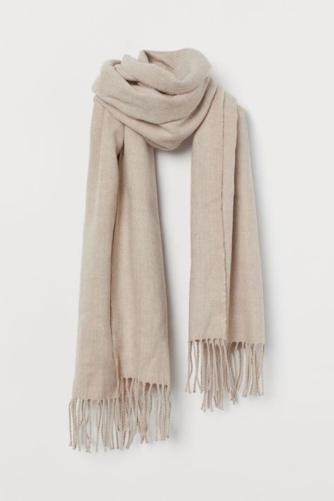 Scarf with Fringe - Beige melange - Ladies | H&M US Scarf With Fringe, Mode Abaya, Fall Scarves, Fringe Scarf, Scarf Styles, Fashion Company, Winter Scarf, Fashion Lover, World Of Fashion