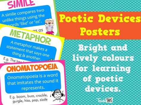 Poetic Devices Posters Functional Classroom, Poetic Devices, Similes And Metaphors, Classroom Display, Classroom Displays, Student Learning, To Create, Poetry