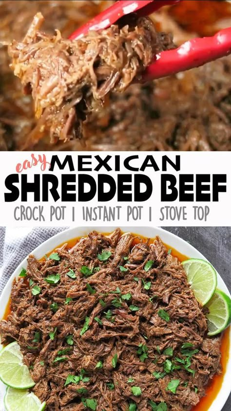 Dinner Recipes Mexican, Crock Pot Mexican, Shredded Beef Recipes, Mexican Shredded Beef, Recipes Mexican, Shredded Beef, Instant Pot Dinner Recipes, Mexican Foods, Delish Recipes