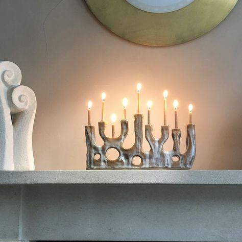 Ceramic Menorah, Chanukah Menorah, Hanukkah Lights, Jewish Hanukkah, Judaica Art, Hanukkah Menorah, Candle Art, Pottery Crafts, Ceramics Pottery Art