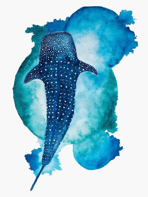 Whale Shark Tattoo Watercolor, Whale Shark Watercolor Paintings, Watercolour Whale Shark, Whale Shark Watercolor, Shark Art Cute, Whale Shark Aesthetic, Whale Shark Wallpaper, Whale Shark Painting, Watercolor Ocean Animals