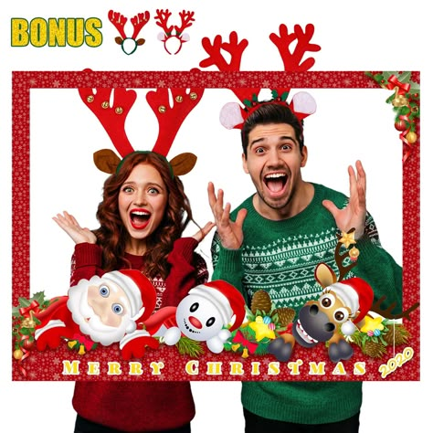 Christmas Photo Booth Ideas Backdrops, Christmas Photo Booth Props, Christmas Photo Frame, Party Frame, New Year's Party Decorations, First Christmas Photos, Wedding Photo Booth Props, Christmas Photo Props, Birthday Photo Booths