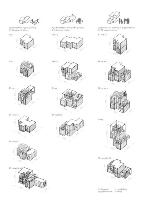 Housing Units Architecture, Collective Living Architecture, Collective Living, Collective Housing, Urban Housing, Isometric Drawing, New Architecture, Architecture Concept Diagram, Architecture Design Drawing