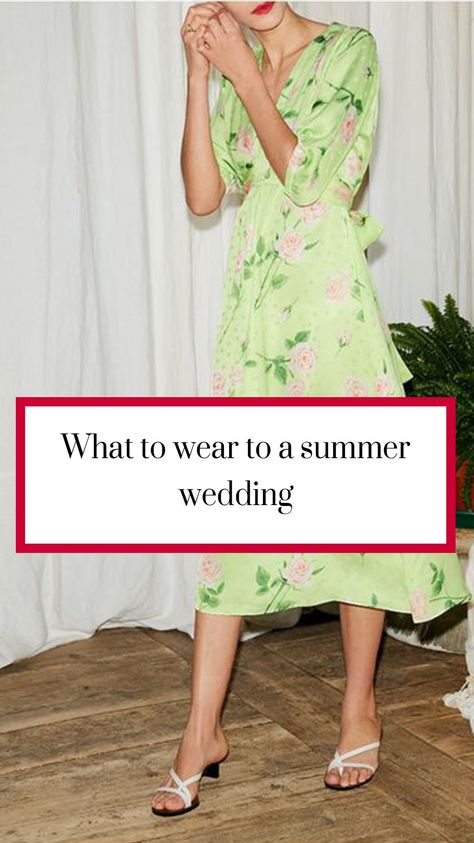 What to wear to a summer wedding Summer Wedding Midi Wrap Dress, Summer Wedding Guest Fascinator, Fitted Ruffled Holiday Dress For Summer, Summer Holiday Printed Beach Dress, Martha’s Vineyard Wedding Guest, Wedding Guest Outfits Uk, Wedding Guest Dresses Uk, Outdoor Wedding Outfit, Summer Wedding Shoes