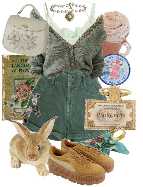 Cottegcore Summer Outfits, Plant Mum Aesthetic Outfit, Italian Cottage Aesthetic Outfits, Cottagecore Aesthetic Outfits Casual, Artsy Cottagecore Outfits, Whimsical Cottagecore Outfits, Cottagecore Shorts Outfit, Whimsical Fashion Casual, Botanist Aesthetic Outfit