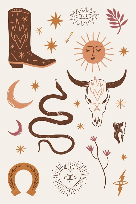 Vector Stickers, Western Wild, Cowgirl Nursery, Western Wallpaper Iphone, Boho Cowgirl, Dinosaur Background, Art Deco Patterns, Needlework Patterns, Western Design