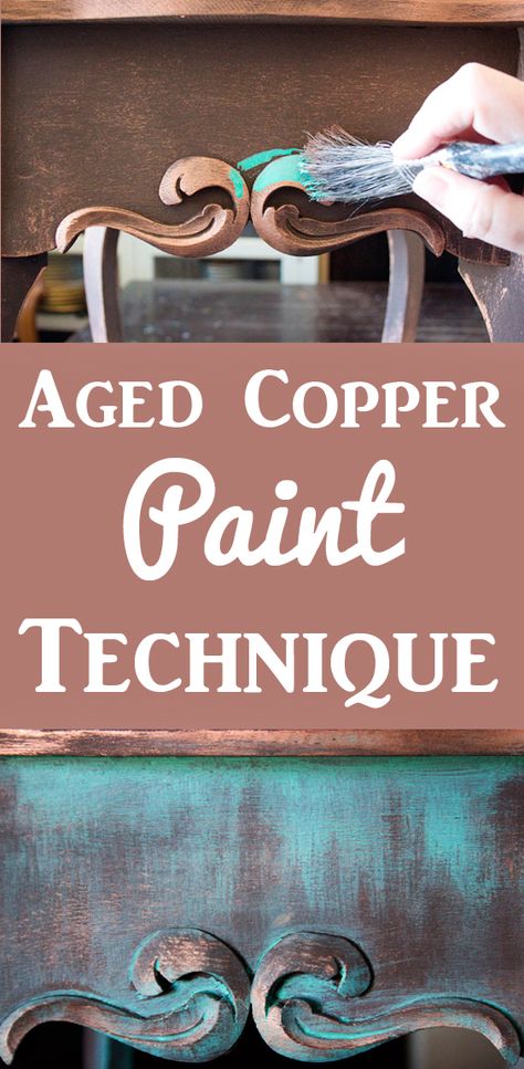 Patina Diy, Rustic Painted Furniture, Faux Finish Painting, Patina Paint, Diy Blanket Ladder, Copper Paint, Wood Wall Art Diy, Furniture Painting Techniques, Diy Nightstand