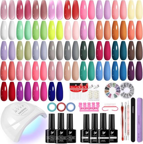 Amazon.com : Phoenixy 47 PCS Gel Nail Polish Kit with U V Light, 26 Colors Gel Nail Polish Set with 48W U V LED Nail Lamp Manicure Starter Gel Nail Kit Base Top Coat DIY Nail Art Salon Home Gifts for Women SS9027 : Beauty & Personal Care Amazon Gel Nail Kit, Gel Nail Polish Kit, Gel X Nail Kit, Gel X Kit, Gel Nail Sets, Gel Nails Kit, Gel Nail Products, Mary Birthday, Nails Clean