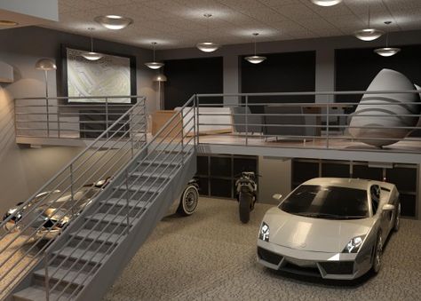 Plan Garage, Man Garage, Garage Loft, Cool Garages, Small Garage, Luxury Garage, Modern Garage, Garage Interior, Smart Ideas