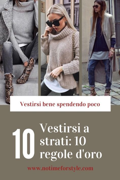 Vestirsi a strati: 10 regole d'oro – no time for style. Outfit invernali. Moda donna inverno. Layering. Vestirsi bene con poco. Winter trends. #layers #layering #vestirsi #modadonna #layeredoutfit #winterfashion #winteroutfits Moda Over 40, Lagenlook Clothing, Casual Chic Outfits, 50th Clothing, Lagenlook Style, Couture Mode, Winter Trends, Casual Chic Outfit, Street Style Chic