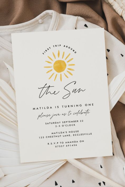 sunshine 1st birthday watercolor sun yellow modern invitation
First trip around the sun. Sunshine 1st birthday watercolor sun yellow modern elegant birthday invite #birthday #happybirthday #birthdaycards #birthdayparty #firstbirthday #turningone #onderful #newborn Sunny One Birthday, Watercolor Birthday Invitation, First Trip Around The Sun Invitation, Sun Invitations, Sun First Birthday Party, One In The Sun, Sunshine Invitation, Sunshine 1st Birthday, Sun Theme