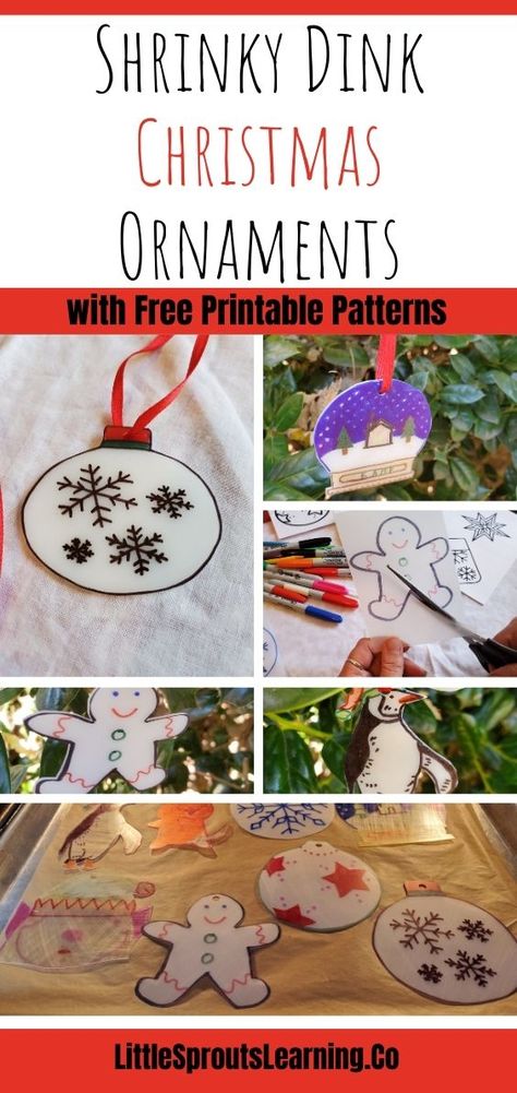 Shrink Art Christmas Ornaments, Christmas Shrinky Dink Ideas For Kids, Diy Shrinky Dink Ornaments, Shrinks Dink Christmas Ornaments, Shrinks Dink Ornaments, Shrinky Dink Ornaments Kids, Shrink Plastic Christmas Ornaments, Shrinky Dink Ideas Christmas, Homemade Shrinky Dink