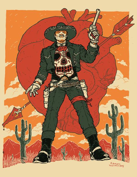 Mexican Punisher (El Castigador) by Ramon Villalobos Simpsons Drawings, Mexico Art, Cowboy Art, Mexican Art, Character Modeling, Graphic Arts, Dieselpunk, Marvel Heroes, Inspiration Art