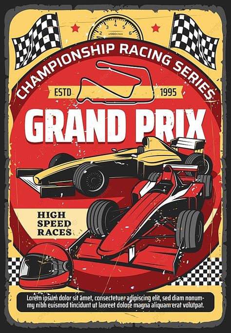 Car Races Retro Poster Retro Racing Poster, Vintage Racing Poster, Speedway Racing, Vintage Template, Racing Posters, Vintage Auto, Retro Sports, Retro Sport, Retro Logos