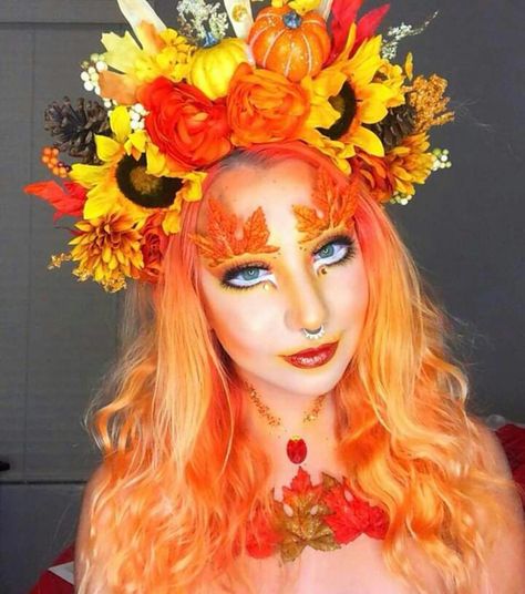 Fall fairy Fall Fairy Makeup, Autumn Fairy Costume Diy, Autumn Fairy Makeup, Orange Fairy Makeup, Autumn Leaf Makeup, Fall Leaves Makeup Looks, Fall Fairy Makeup Autumn, Fall Fairy Costume, Autumn Fae