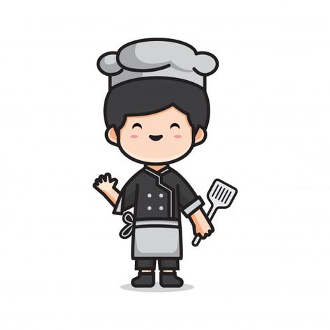 Chef Drawing Easy, Cute Chef Illustration, Chef Art Drawing, Cute Chef Cartoon, Chef Doodle, Chef Sketch, Chef Drawing, Chef Vector, Spongebob Time Cards