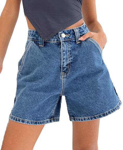 PRICES MAY VARY. Design: High rise, slim fit, belt looped waist, front zipper and button closure, non-stretch, high waisted denim short pants, high waist pocketed denim shorts, washed denim shorts. Summer hot shorts, jean shorts with pockets, functional and all-matched. Style: Womens bermuda jean shorts, business casual short pants, mid waisted, denim cargo shorts, women y2k summer shorts, straight leg, casual denim shorts. Carpenter denim shorts easy create vibe looks, women's mid thigh shorts, Old Money Denim Shorts, Trendy Jean Shorts, Shorts 2024 Trends, Cute Summer Bottoms, Short Jorts, Y2k Jean Shorts, Shorts Mid Length, Longer Shorts, Jean Shorts High Waisted