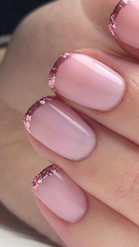 Nail Designs Blush Pink, French Manicure Nails, Colorful Nails, Her Nails, Makijaż Smokey Eye, Nail Designs Glitter, Dipped Nails, Elegant Nails, Classy Nails