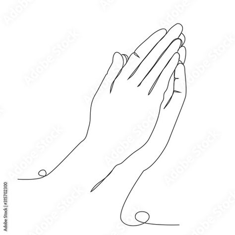 Stock Image: Hands folded in prayer one line drawing on white isolated background Prayer Hands Drawing, Prayer Hands, Minimalist Line Art, Ministry Ideas, Women's Ministry, One Line Drawing, Praying Hands, Line Drawing, Peace Gesture