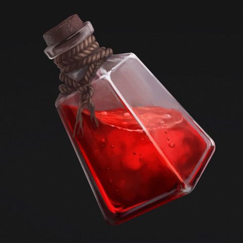 Interesting Things To Draw, Healing Potion, D D Items, Magic Bottles, Fantasy Props, Game Concept Art, Potion Bottle, Glass Vessel, Elements Of Art