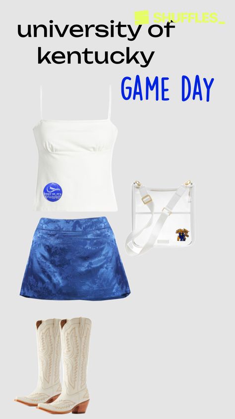 Created by isabelirizarry15 on Shuffles Blue Game Day Outfit, Rush Week Outfits, Gameday Fits, Rush Week, Gameday Outfits, Big Blue Nation, College Game Days, Blue Game, College Fits