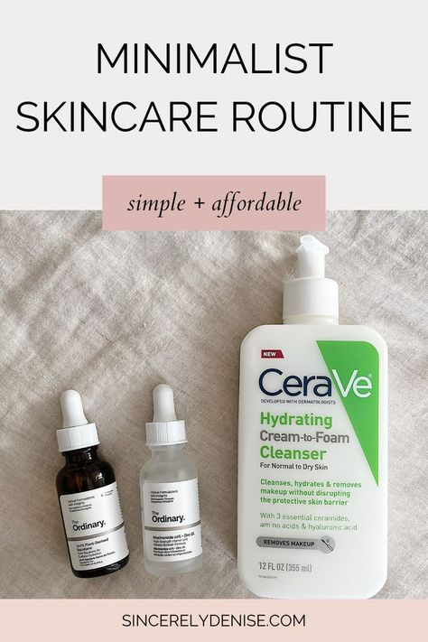 This is a skincare routine that has FINALLY worked for me. This minimalist skincare routine is simple, affordable, and keeps your skin healthy and glowing! #minimalism #minimalistskincare #skincareroutine #simpleskincare #minimalistliving Basic Skin Routine, Easiest Skin Care Routine, Affordable Face Routine, Simple Clean Skincare Routine, Simple Effective Skin Care Routine, Minimalist Face Care Routine, Versed Skincare Routine, Simple Acne Skincare Routine, Simple Face Care Routine