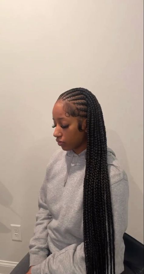 Straight Back Hairstyles, Single Braids Hairstyles, Straight Back Braids, Afro Braids, Pretty Braids, Braided Hairstyles For Black Women Cornrows, Single Braids, Braided Cornrow Hairstyles, Cute Box Braids Hairstyles