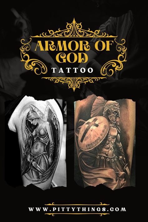 Armor of God Tattoo Ideas Armor Of God Tattoo For Men Forearm, Light Of God Tattoo, Biblical Warrior Tattoo, Gods Protection Tattoos, Armour Of God Tattoo For Women, Gods Warrior Tattoo, Armor Of God Tattoos For Guys, Armor Of God Tattoo For Men, Full Armor Of God Tattoo