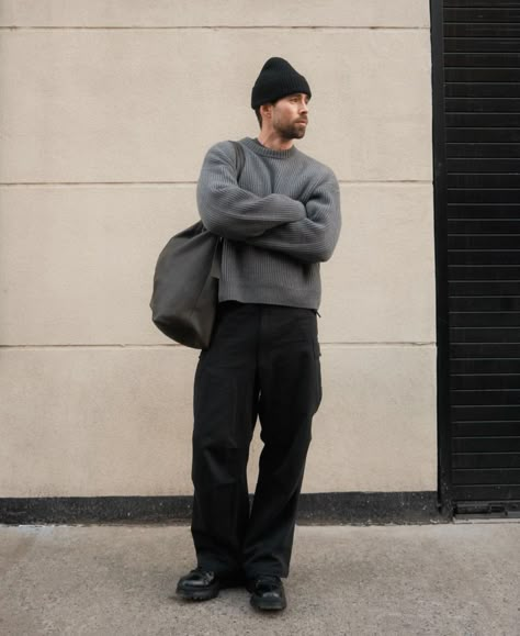 Dickies Outfits Men, Dickies Outfit, Grey Sweater Outfit, Mens Inspo, Sweater Outfits Men, Chelsea Boots Outfit, Ny Outfits, Aesthetic Outfits Men, Vans Outfit