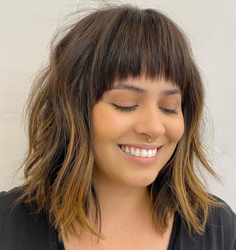 Medium Layered Haircuts With Bangs, Shoulder Length Hair With Bangs, Medium Length Hair With Bangs, Straight Eyebrows, Lob With Bangs, Layered Haircuts With Bangs, Layered Hair With Bangs, Medium Layered Haircuts, Medium Layered Hair