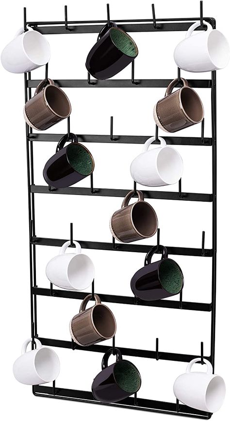 Coffee Bar Display, Tea Cup Storage, Tea Cup Display, Coffee Mug Display, Coffee Mug Holder, Bar Display, Mug Display, Home Coffee Bar, Bar Displays