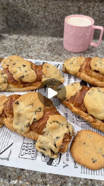 Ivy on Instagram: "Viral Cookie Croissants 🍪🥐

Had to see what the hype was about and they did not disappoint!

The cookie gooey center with the crispy croissant is perfection ✨

#recipe

1 box of premade croissants (got mine from Costco)
1 package of premade chocolate chip cookie dough 24ct

Preheat oven to 350 degrees Fahrenheit 
1. Slice croissants open enough to stuff
2. Put 2-3 pieces of cookie dough inside the croissants depending on the size. The croissants I used were pretty large.
3. Top croissant with 3 more pieces of cookie dough so there’s some on both sides and the center. Separate each croissant about 2 inches apart.
4. Bake at 350 for 10-12 minutes until cookies are golden brown. 
5. Cool for a few minutes until the cookies on top set more then enjoy! 
Best served warm so Chocolate Chip Cookie Croissant, Cookie Dough Croissant, Cookie Croissants, Croissant Cookie Recipe, Crispy Croissant, Croissant Recipe, Cookie Cake Birthday, Almond Croissant, Muffin Bread