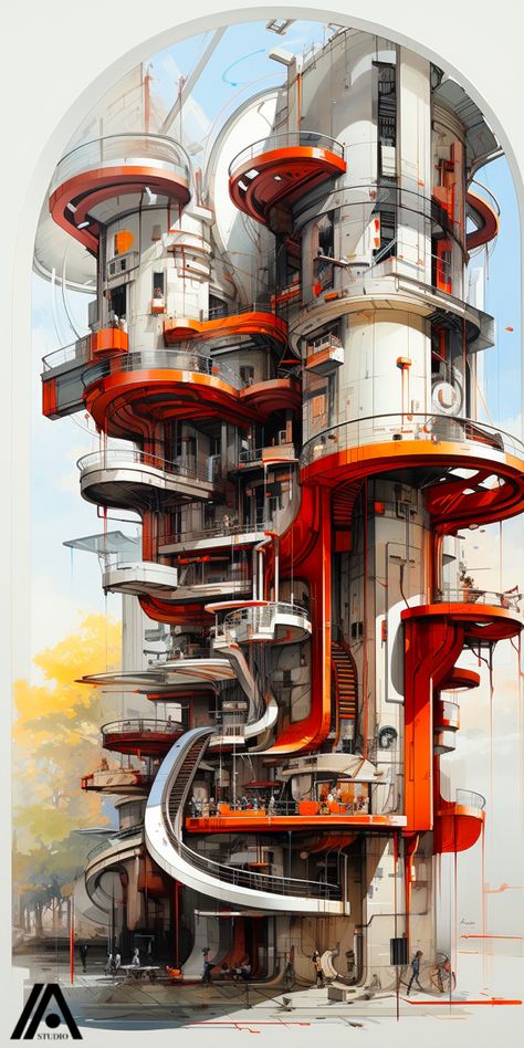 Science Fiction Architecture, Neofuturism Architecture, Robotic Architecture, Midjourneyart Architecture, Retro Futurism Architecture, Punk Architecture, Cyberpunk Architecture, Futuristic Punk, Sci Fi Base