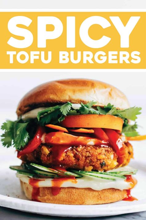 Tofu Burgers Recipe, Tofu Burger Recipe, Tofu Burgers, Bbq Vegan, Crumbled Tofu, Fourth Of July Bbq, Cauliflower Burger, Tofu Burger, Pinch Of Yum