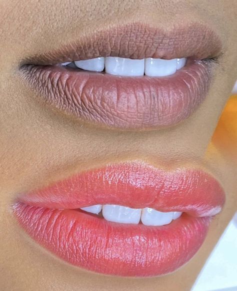 Lip Neutralization Before And After, Hidragloss Lip, Lip Neutralization, Lip Color Tattoo, Blush For Dark Skin, Bb Lips, Lip Permanent Makeup, Lip Blushing, Permanent Makeup Eyeliner