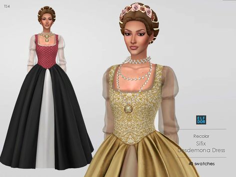 Sims 4 Cc Hair, Sims 4 Decades Challenge, Tudor Dress, Sims Medieval, Royal Clothes, Medieval Clothes, Sims 4 Mm Cc, Sims 4 Body Mods, Clothing Female