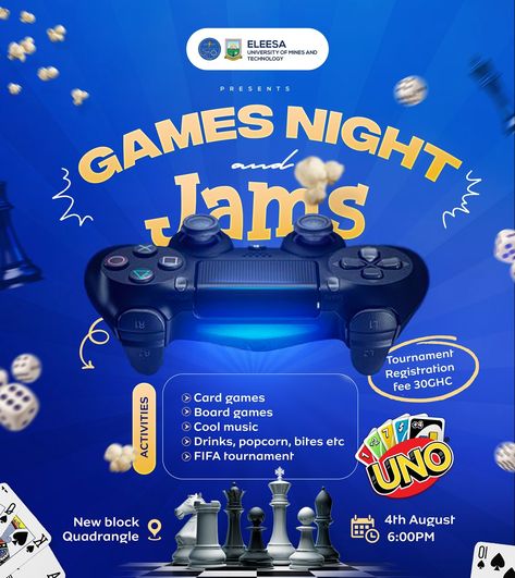 Eleesa Games Night and Jams 💙💙🎉 contacts us for your e-flyers #artwork #printing #creative #print #businesscards #partyflyer #music #cheerleader #webdesign #party #marketingdigital #business #brosur #advertising #eflyer #designergrafico #allstarcheer #clubflyers #instagram #illustrator #illustration #base #businesscard #partyflyers #coverart #dj #artist #atlanta #werbung #eventflyer Carnival Poster, Game Ads, Games Night, Carnival Posters, Social Media Advertising Design, All Star Cheer, Ads Design, Graphic Design Flyer, Graphic Design Ads