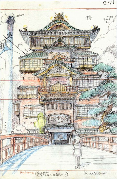 ARCHITECTURE SKETCH BLOG : Photo Studio Ghibli Films, Art Studio Ghibli, Miyazaki Art, Personajes Studio Ghibli, Chihiro Y Haku, Ghibli Artwork, Studio Ghibli Movies, Studio Ghibli Art, Junji Ito