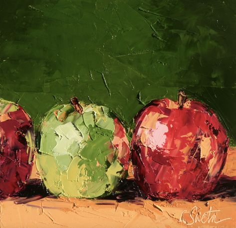 Austin Art, Apple Painting, Palette Knife Art, Fruit Painting, Palette Knife Painting, Knife Painting, Impressionist Art, Painting Class, Palette Knife