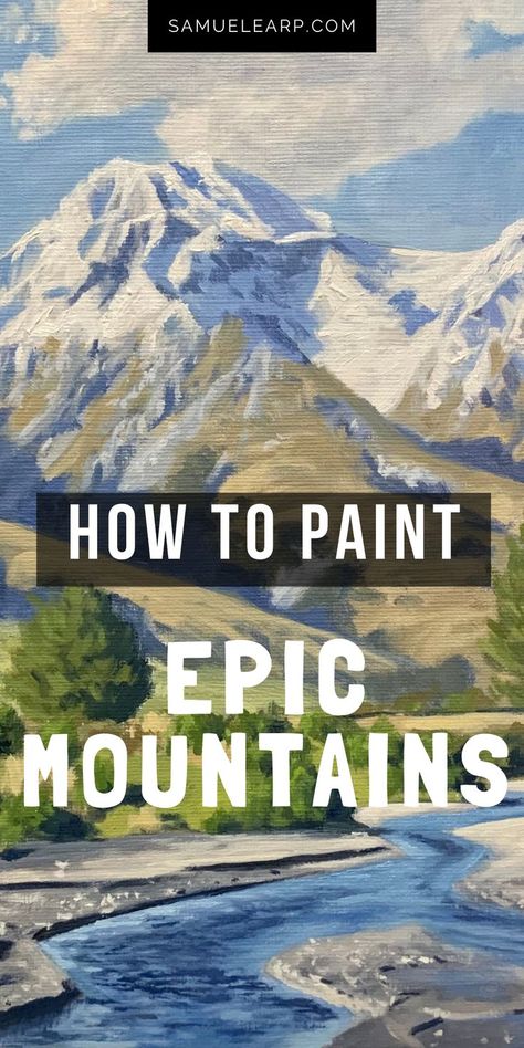 Acrylic Painting Canvas Mountains, Large Mountain Painting, Mountain Paintings Acrylic, Mountain Scape Painting, Mountain Abstract Painting, Painting Mountains Acrylic, How To Paint Mountains, Mountain Painting Tutorial, Mountain Scenery Painting