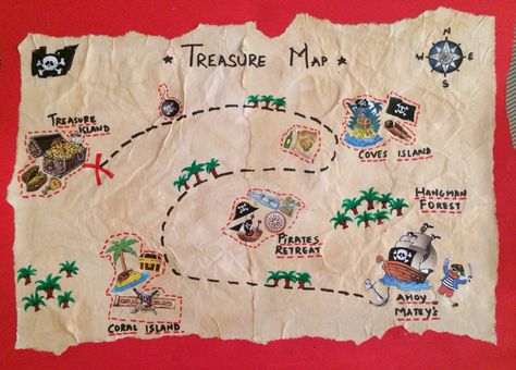 Treasure Hunting Map, Pirate Treasure Map Drawing, Pirate Map Craft, Treasure Map Bulletin Board, Pirate Maps For Kids, Treasure Map Drawing, Treasure Maps For Kids, Daycare Bulletin Boards, Treasure Hunt Map