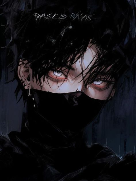 Emo Profile, Black Hair Anime Guy, Cool Profile, Black Hair Boy, Anime Black Hair, Dark Anime Guys, Digital Portrait Art, Anime Guy, Cool Anime Guys