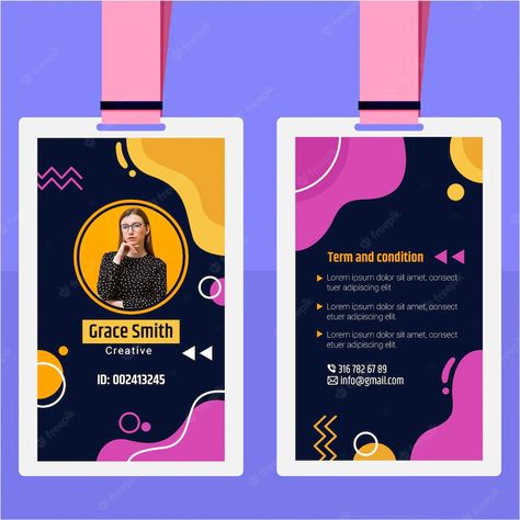 Premium Vector | Id card template with abstract shapes Staff Card, Fresh Logo Design, Identity Card Design, Employee Id Card, Numbers Typography, Name Tag Design, Office Corporate, Company Business Cards, Trifold Brochure Design