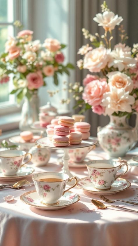 Planning a sophisticated bridal shower? 🫖 Create this dreamy tea party setup with vintage touches and delicate details. Perfect for an elegant celebration! Time For Tea With The Bride To Be, Tea With The Bride To Be, Tea Party Setup, Bridal Shower Tea Party Ideas, Vintage Tea Party Ideas, Tea Party Bridal Shower Ideas, Alice In Wonderland Tea Party Birthday, Bridal Shower Tea Party, Bridal Tea Party