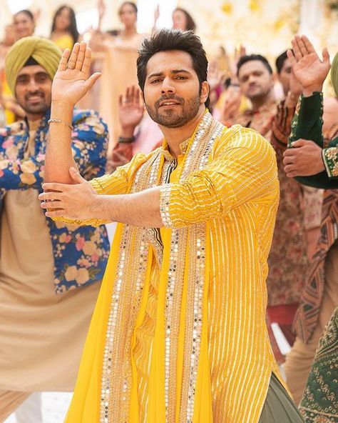 Latest Groom Fashion Trends In South Asian Weddings Haldi Ceremony Outfit Groom, Haldi Kurta For Groom, Haldi Outfit Groom, Varun Dhawan Kurta, Haldi Outfits For Groom, Haldi Ceremony Outfit For Groom, Men Haldi Outfit, Haldi Dress For Men, Haldi Kurta For Men