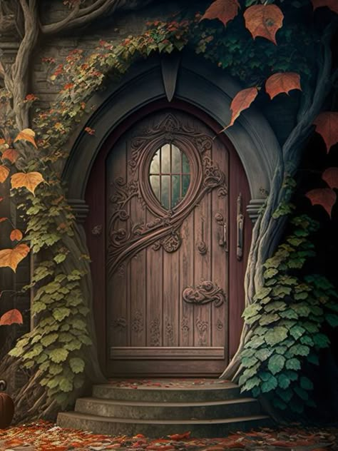 Fairy House Doors, Room Art Ideas, Fairy Drawing, Woodland House, Fantasy Rooms, Cottage Aesthetic, Faeries Gardens, Fantasy Homes, Hobbit House