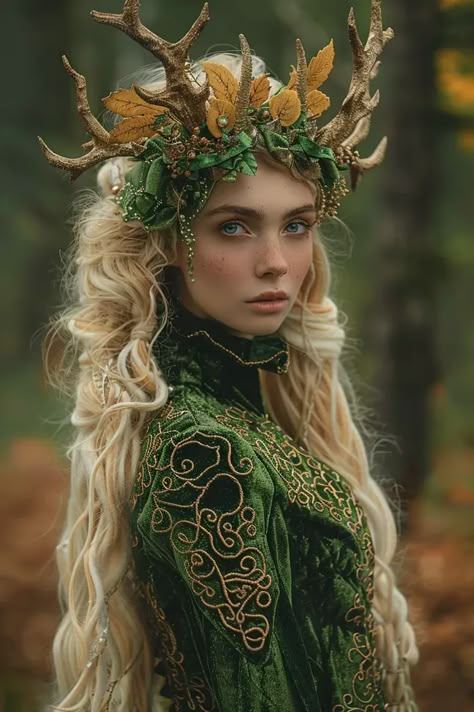 ->> more details in ai-img-gen.com Deer Fairy Costume, Enchanted Forest Costume Ideas, Green Costume Ideas, Forest Elf Cosplay, Fae Woman, Nature Witch Aesthetic, Fairy Costume Ideas, Centaur Costume, Nature Queen