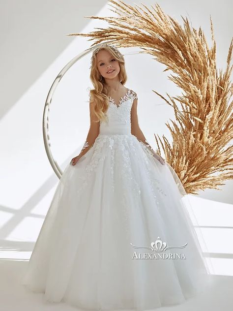 Flowergirl dresses | worldwide shipping | Alexandrina Holy Communion Dresses, First Communion Dress, First Communion Dresses, Gowns For Girls, Communion Dresses, High Quality Dress, First Communion, Dress Size Chart, Birthday Dresses