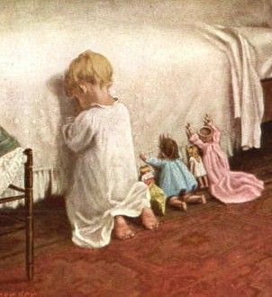 ~ "Now I Lay Me Down To Sleep" ~ (Bedtime Prayers) Children Praying, Bedtime Prayer, Retro Baby, Children Playing, Catholic Art, Jesus Pictures, Childrens Illustrations, Childrens Art, Vintage Pictures